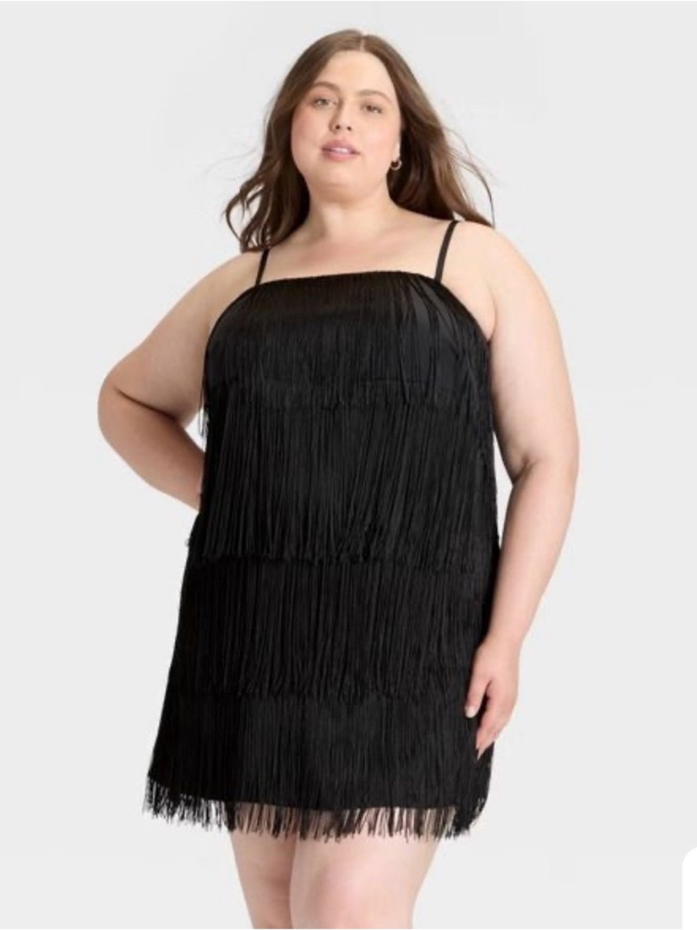 A New Day Women’s 2X Black Tiered Fringe Flapper Mini Dress NWT
